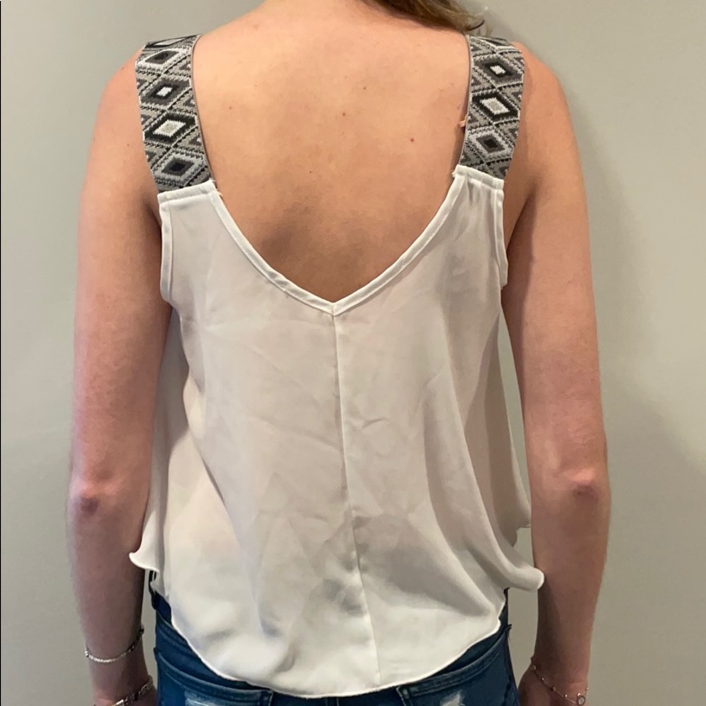 White Tank with Chevron Printed Strap - Picture 3 of 7